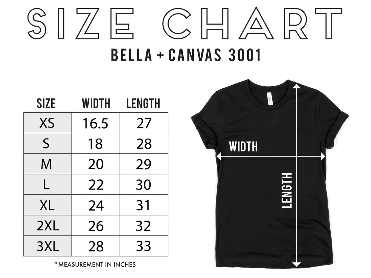 Size guide for You Anchor Me t-shirt