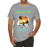 Athletic heather Beach Volleyball Fanatic men's t-shirt on model