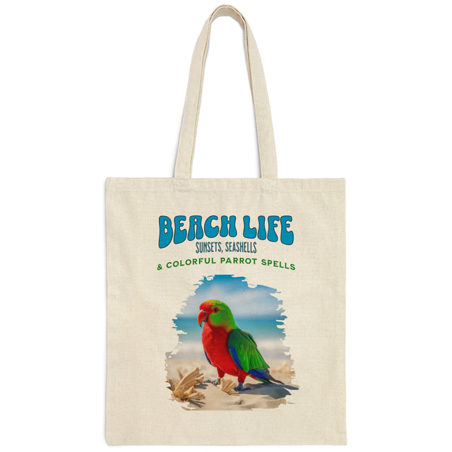 Beach Life Parrot Spells tote bag full view