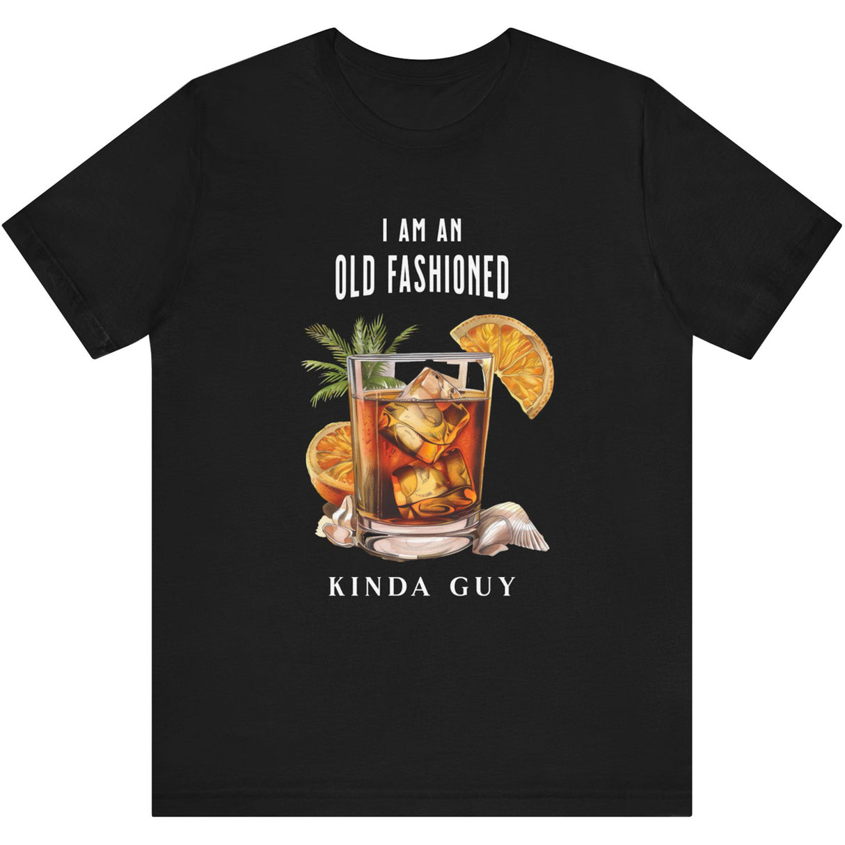 Black beach cocktail graphic tee with tropical drink illustration