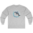 Coastal Joy dolphin long-sleeve t-shirt in ash gray