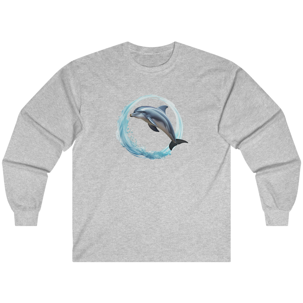 Coastal Joy dolphin long-sleeve t-shirt in ash gray