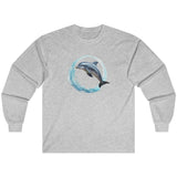 Coastal Joy dolphin long-sleeve t-shirt in ash gray