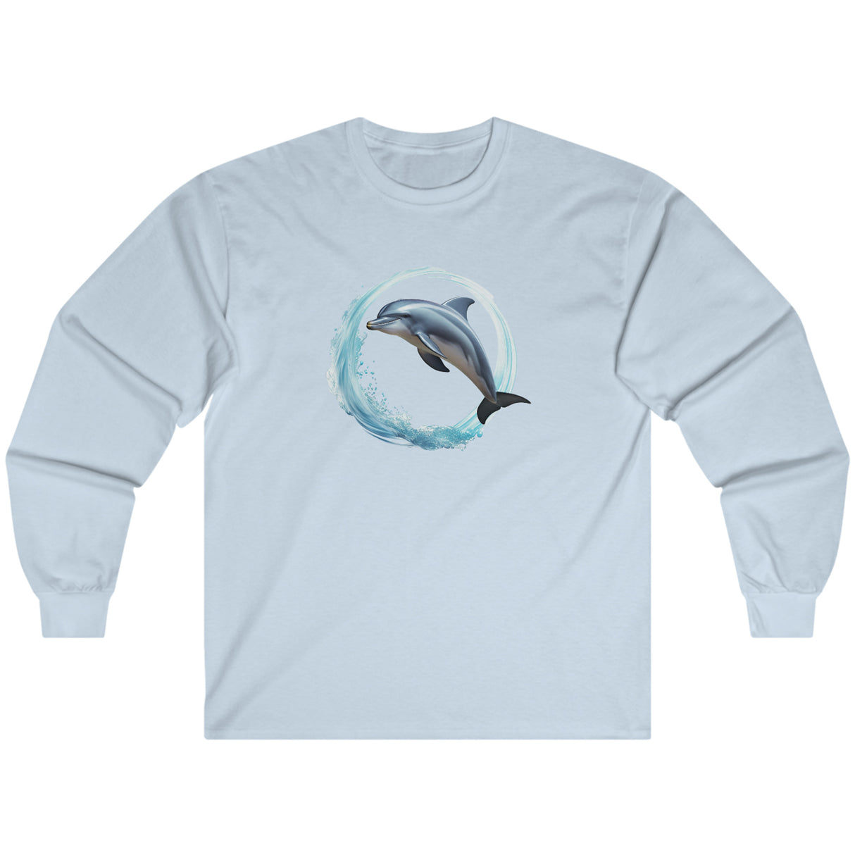 Coastal Joy dolphin long-sleeve t-shirt in light blue