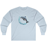 Coastal Joy dolphin long-sleeve t-shirt in light blue
