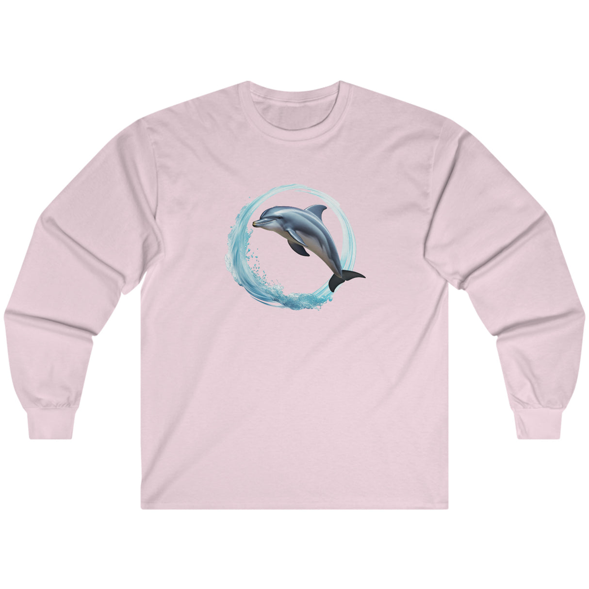 Coastal Joy dolphin long-sleeve t-shirt in light pink
