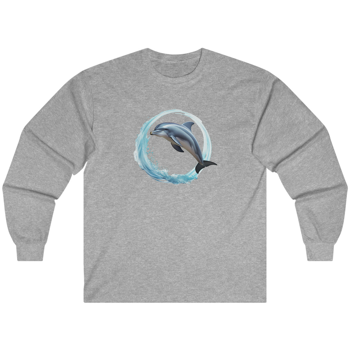 Coastal Joy dolphin long-sleeve t-shirt in sport gray