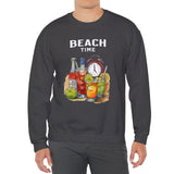 Dark heather Beach Time Always sweatshirt on model