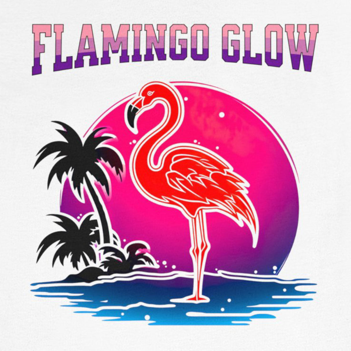 Close-up of Flamingo Glow t-shirt design