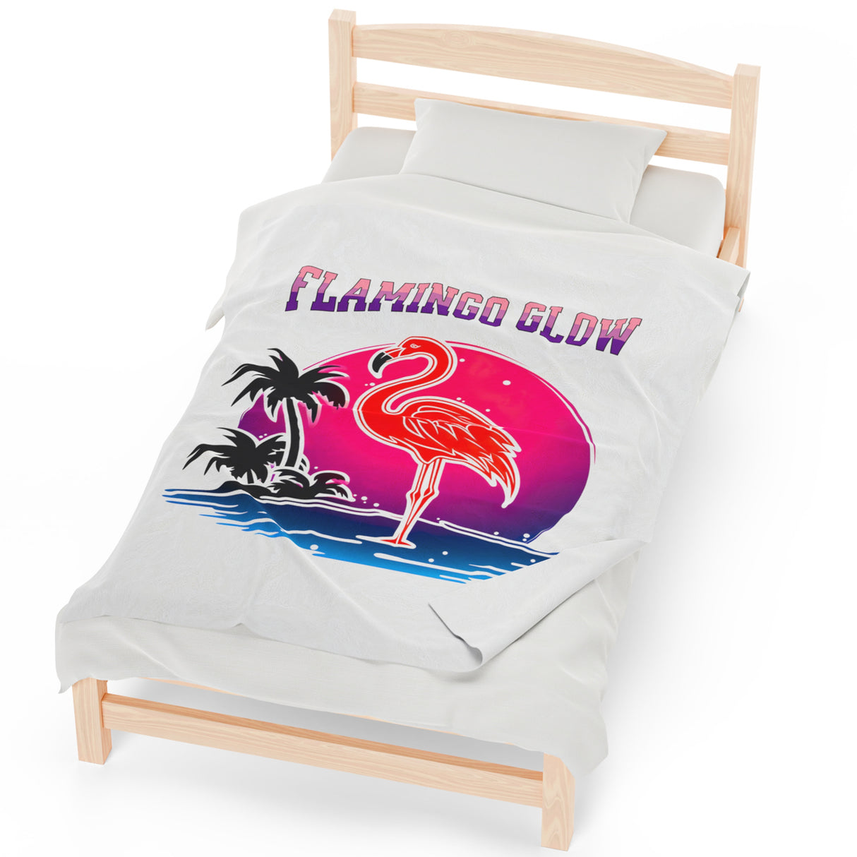 Flamingo Glow Velveteen Plush Blanket