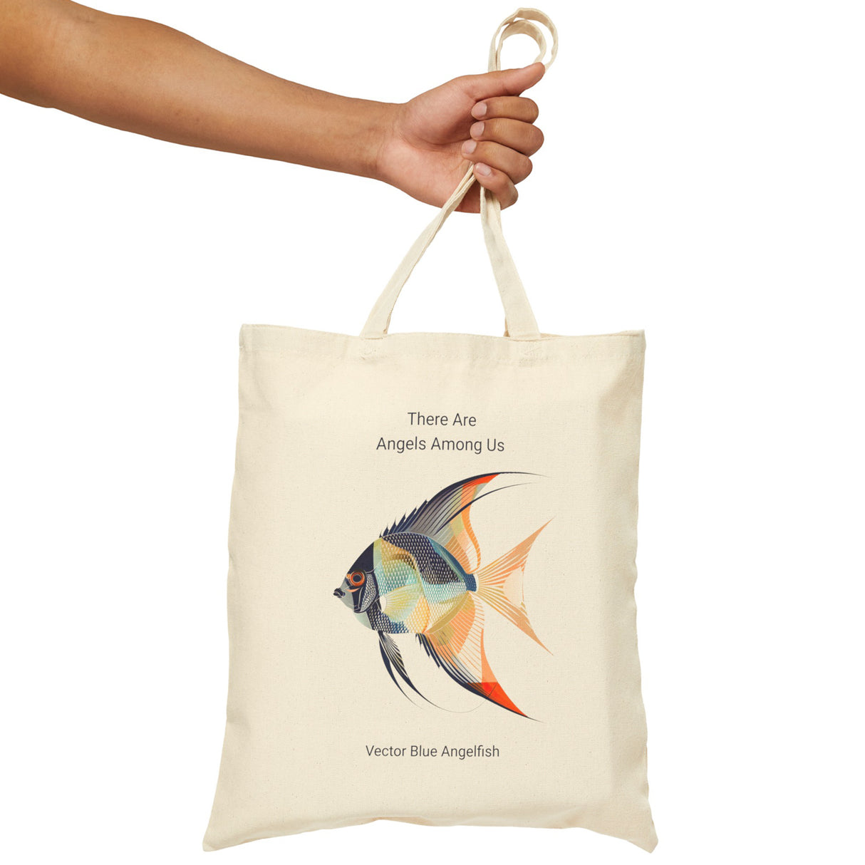 Blue Vector Angelfish Tote Handbag (There Are Angels Among Us)