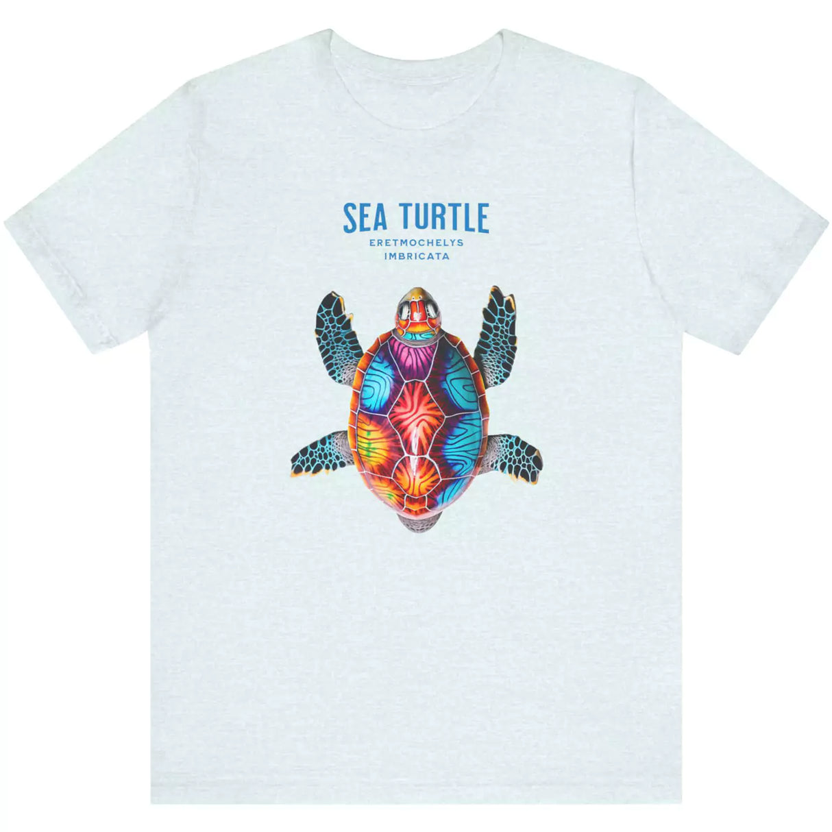 Heather ice blue Colorful Sea Turtle t-shirt