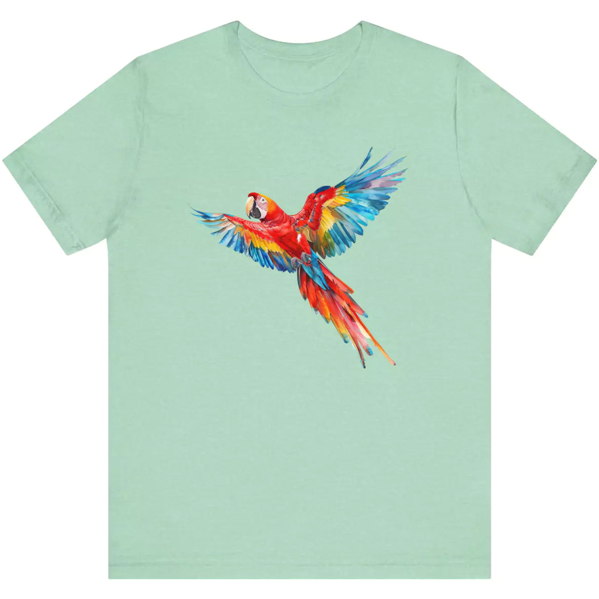 Heather Mint Scarlet Macaw Parrot t-shirt