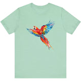Heather Mint Scarlet Macaw Parrot t-shirt