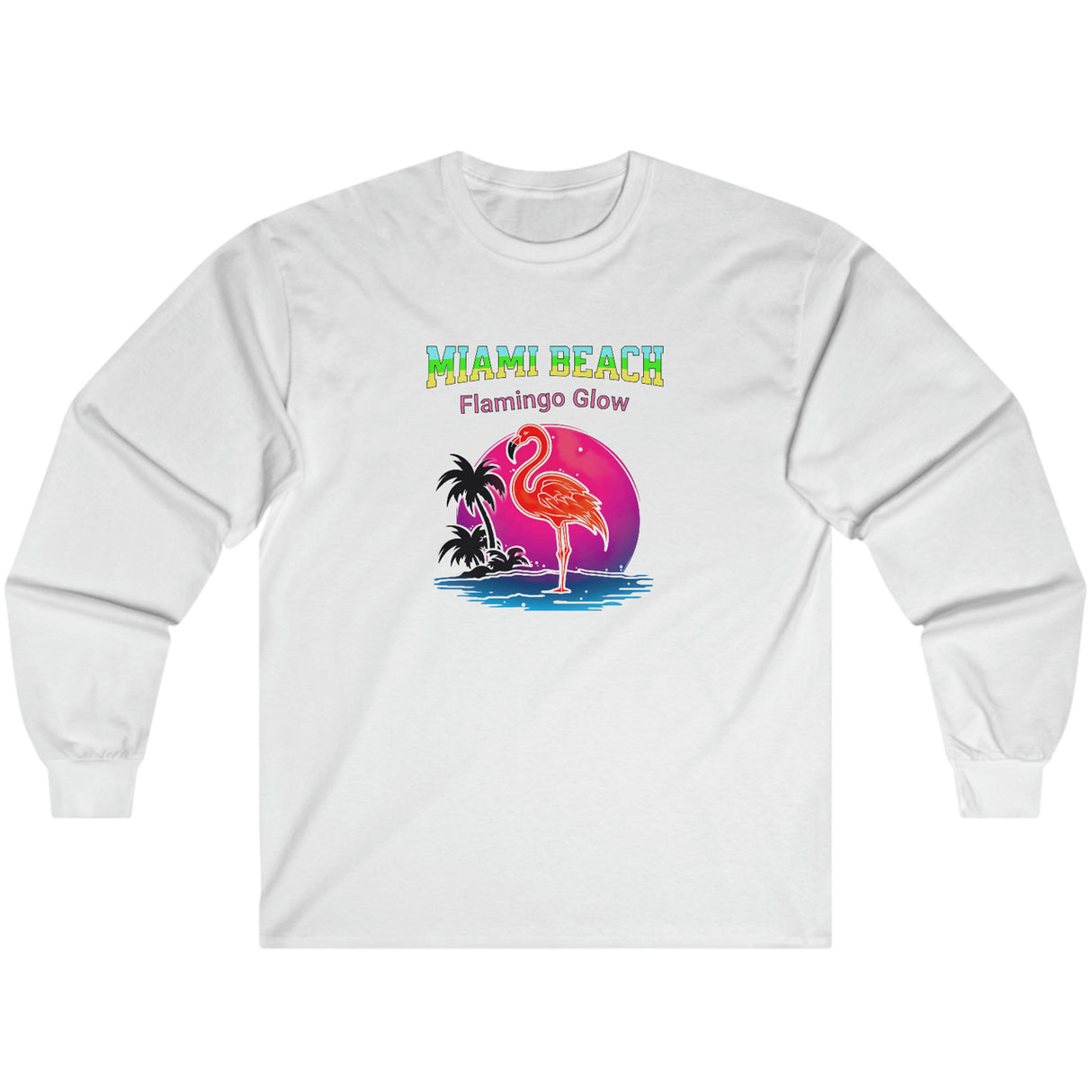 Miami Beach Flamingo Long Sleeve Tee