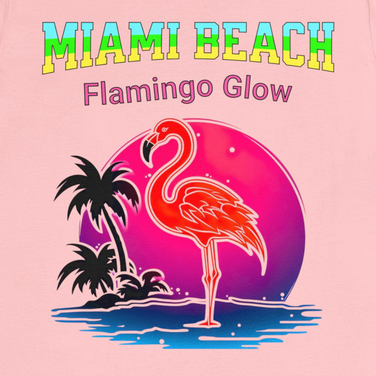Miami Glow Flamingo T-Shirt in design