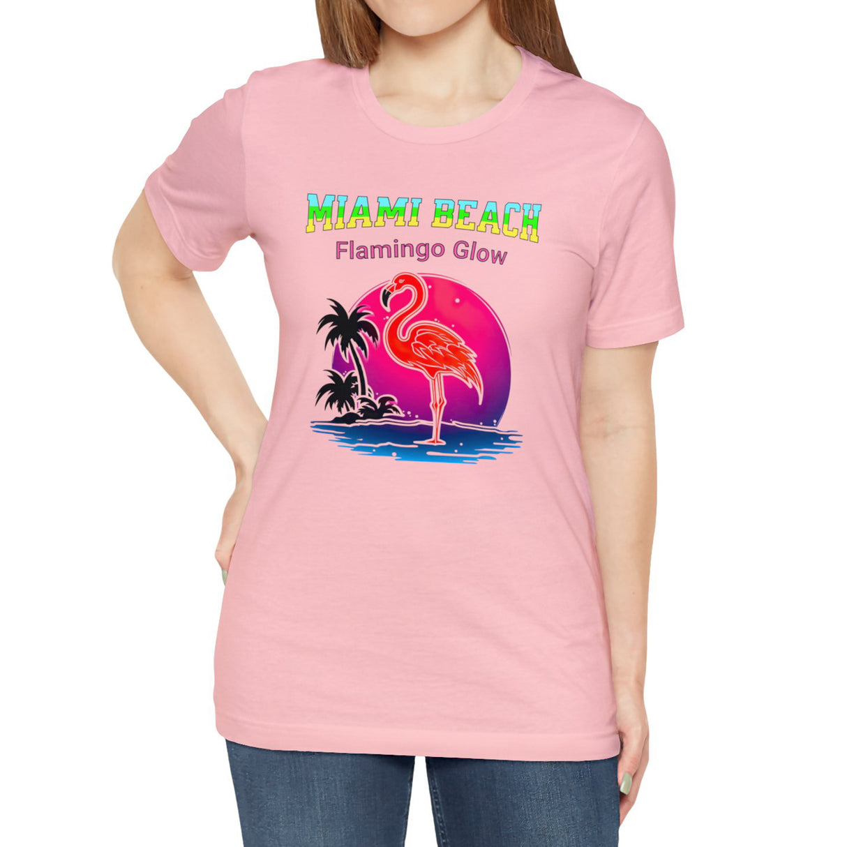 Miami Beach Flamingo Glow on model
