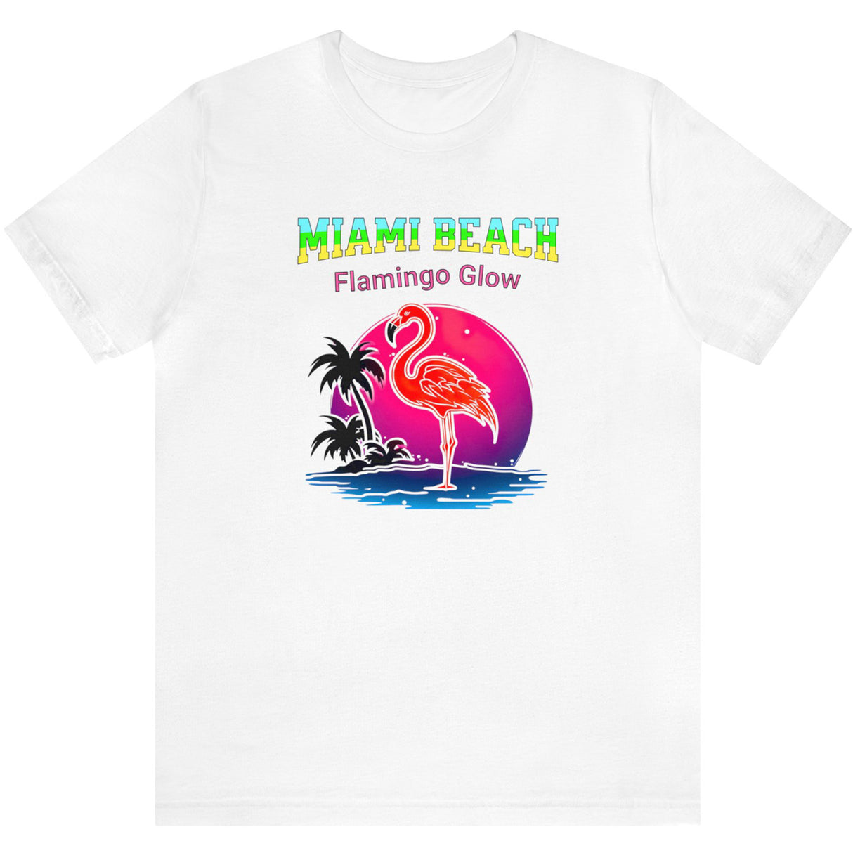 Miami Beach Flamingo Glow in white