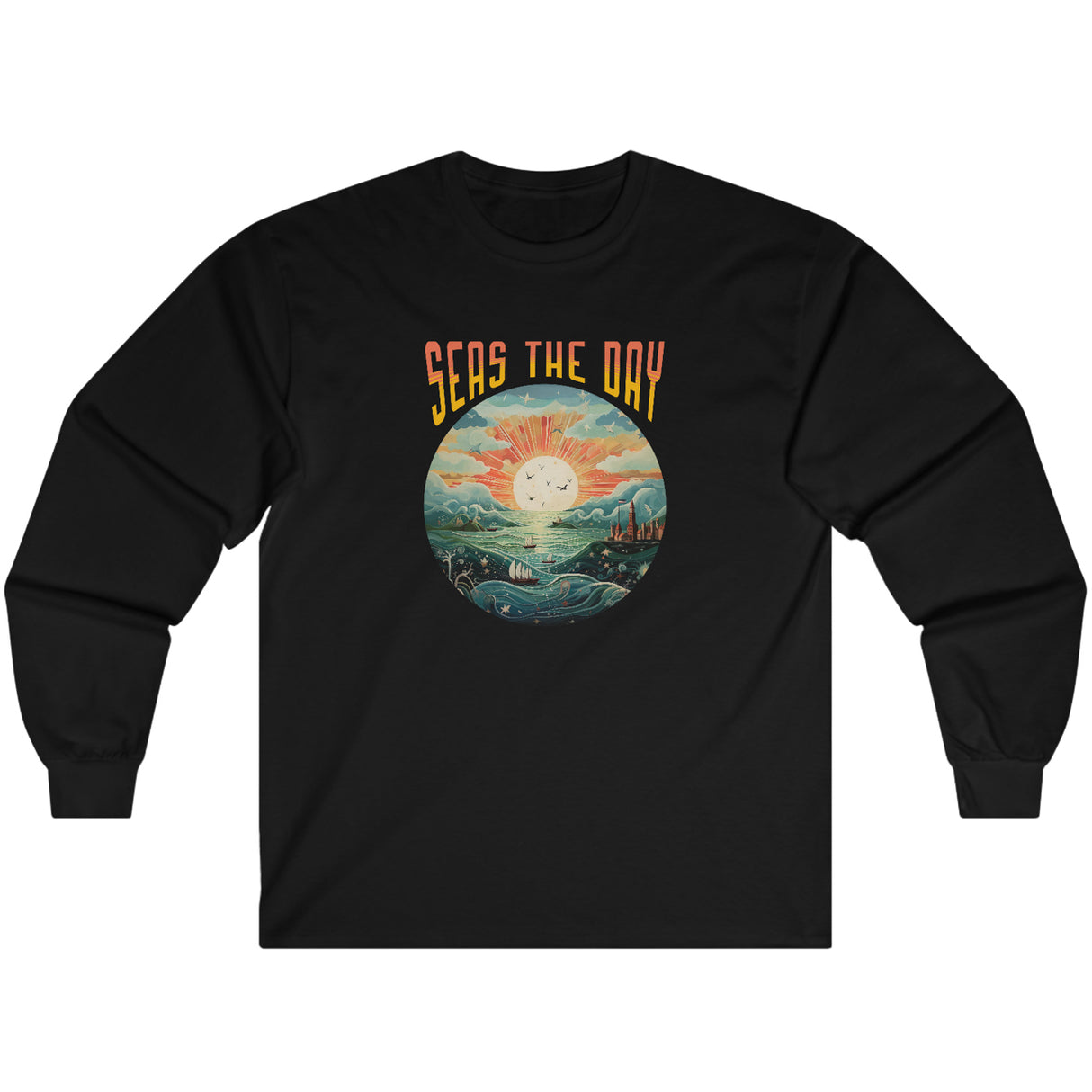 Seas The Day long sleeve tee in black