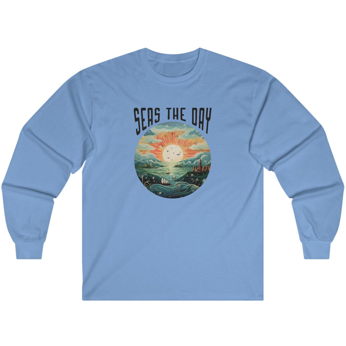 Seas The Day long sleeve tee in carolina blue