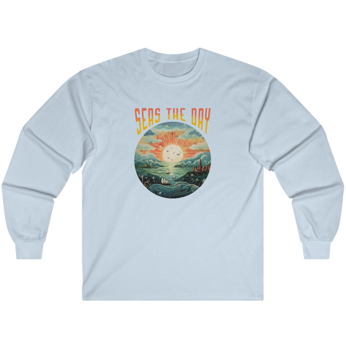 Seas The Day long sleeve tee in light blue