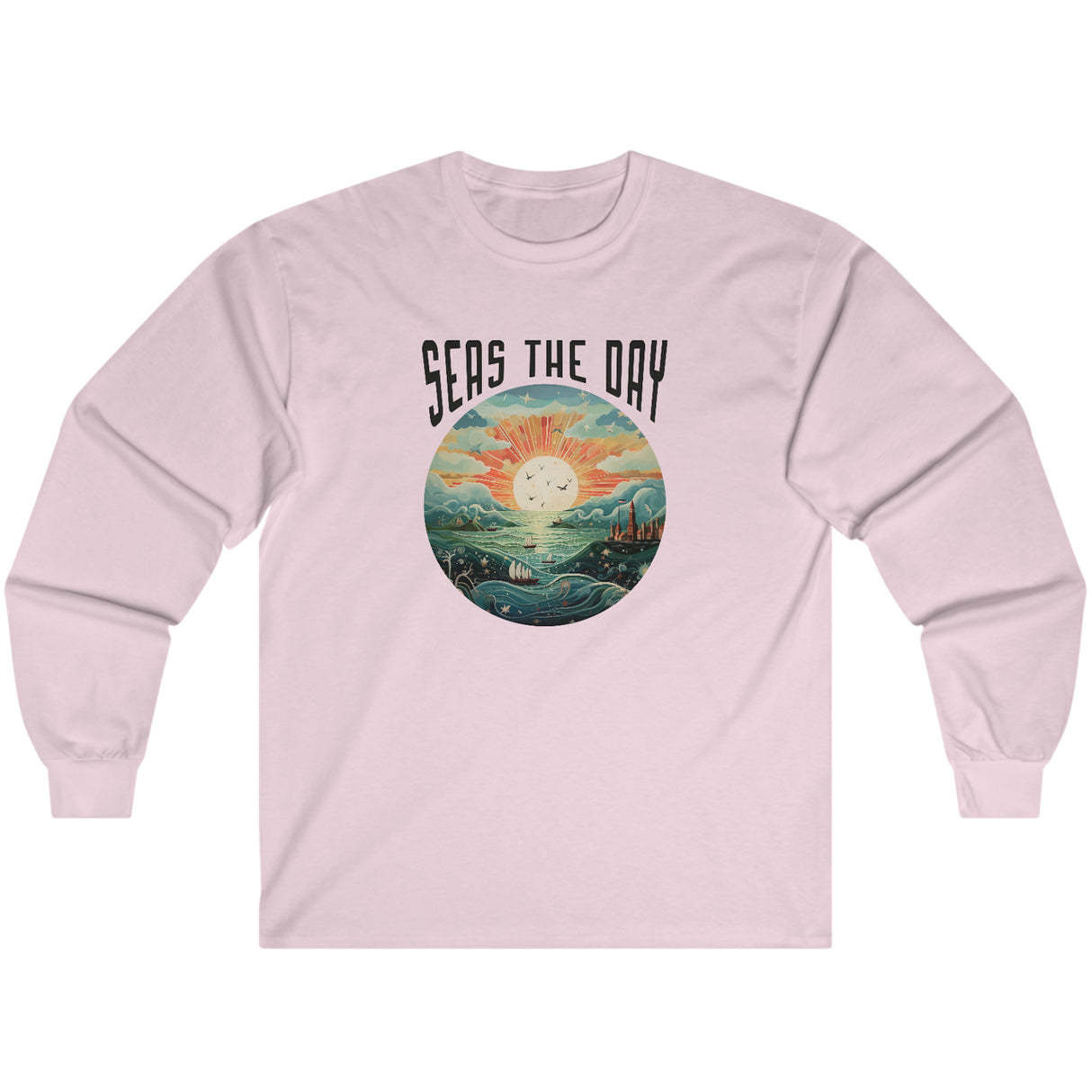 Seas The Day long sleeve tee in light pink