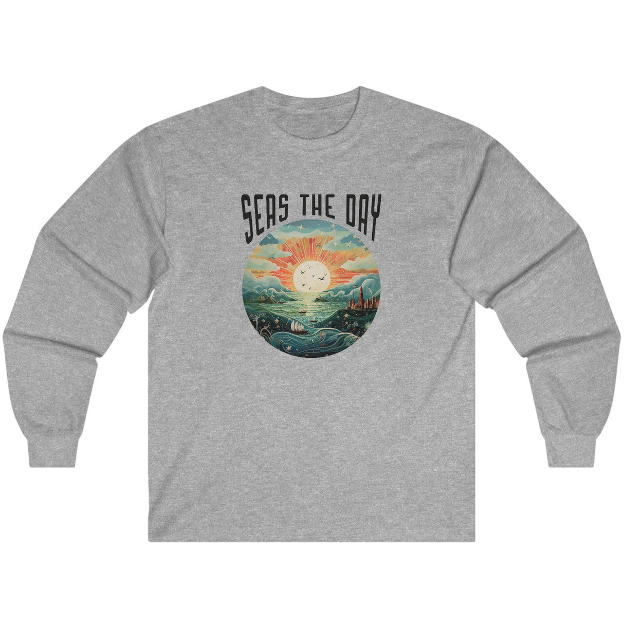 Seas The Day long sleeve tee in sport gray