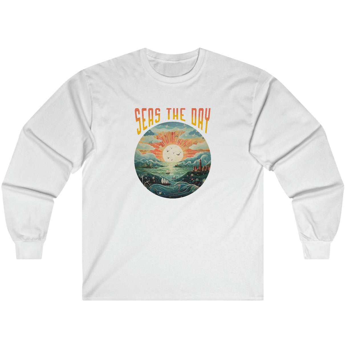 Seas The Day long sleeve tee in white