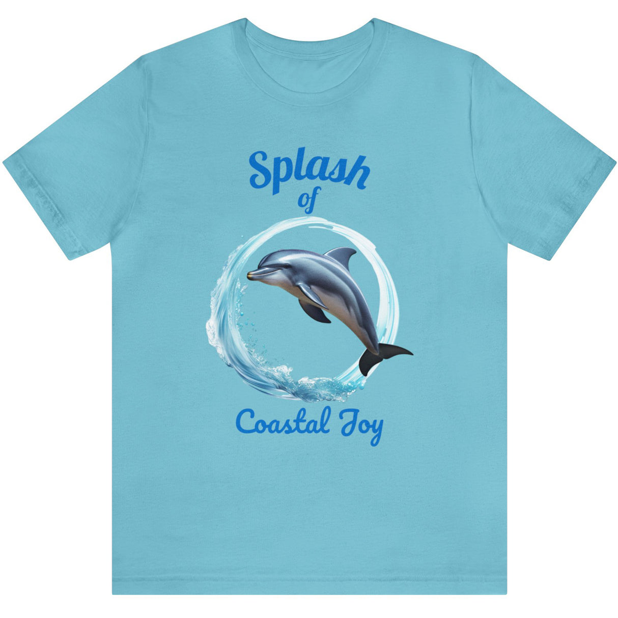 Splash of Coastal Joy dolphin t-shirt turquoise