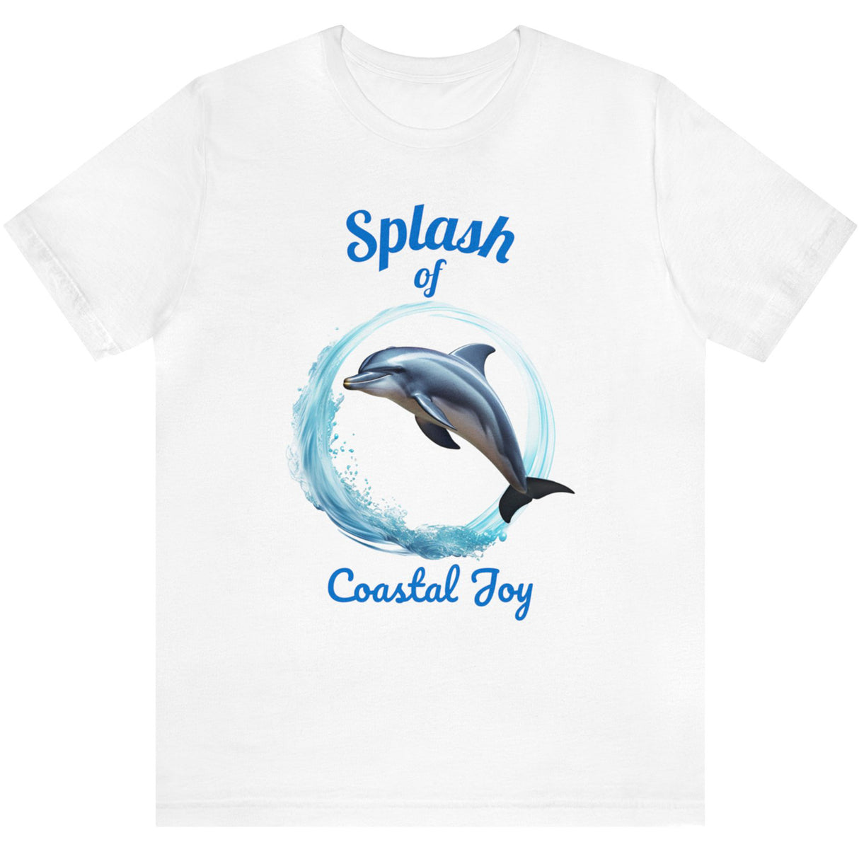 Splash of Coastal Joy dolphin t-shirt white