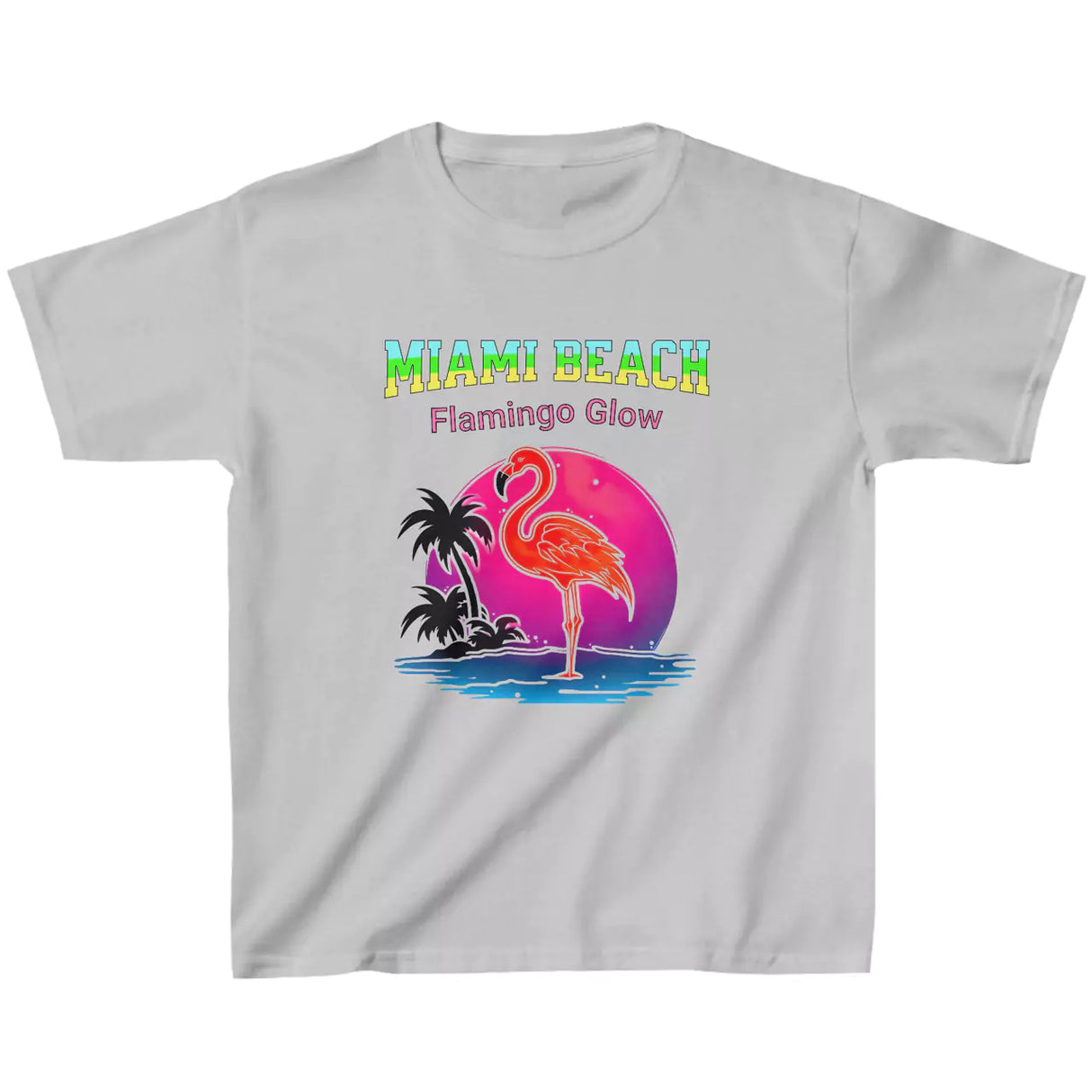 Sport gray Miami Beach Flamingo Glow youth t-shirt