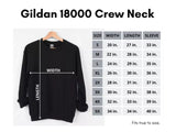 Size guide for Gone Fishing sweatshirt