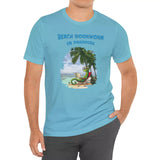 Model wearing turquoise Beach Bookworm t-shirt