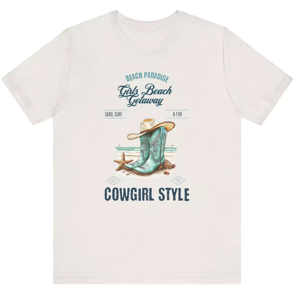 Vintage white Beach Paradise Cowgirl Style t-shirt