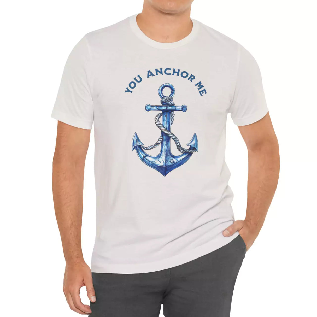 Male model wearing You Anchor Me t-shirt