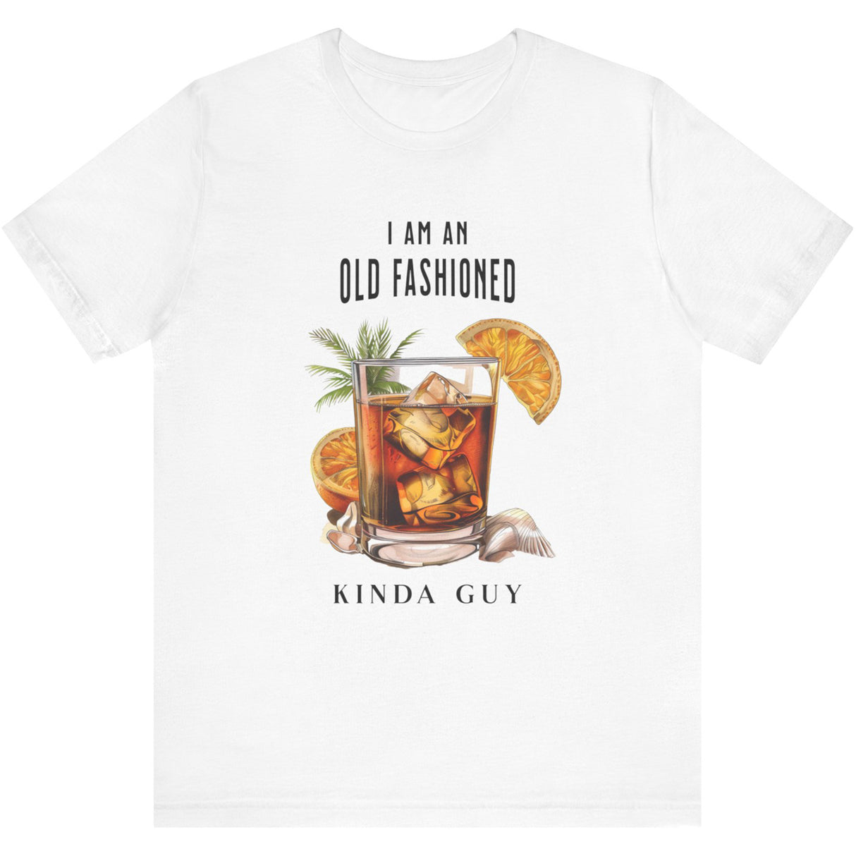 White beach cocktail graphic tee with tropical drink illustration