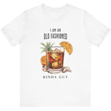 White beach cocktail graphic tee with tropical drink illustration